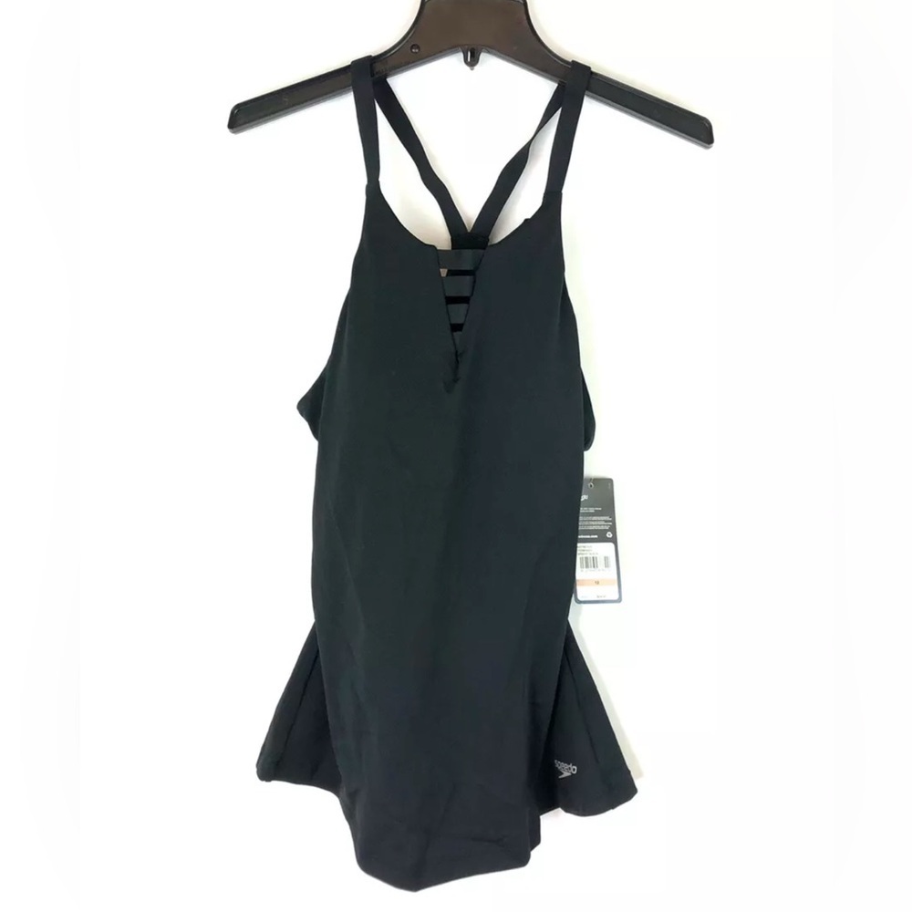 Speedo, Women’s Black High Neck Tankini Top, Size 12